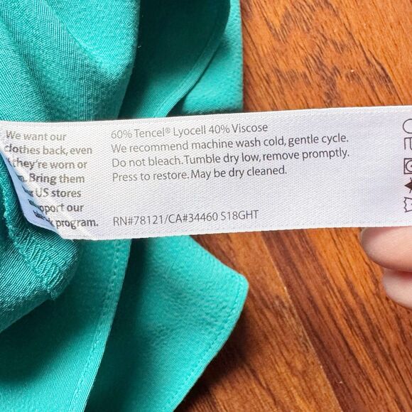 Eileen Fisher Turquoise V-Neck Dress Sz Large Coastal Chic Lightweight Flowy - Picture 12 of 16